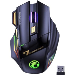 موس بی‌سیم و گیمینگ، دو حالته (بلوتوث ۵.۱ + USB 2.4 گیگاهرتز)، دارای نورپردازی RGB