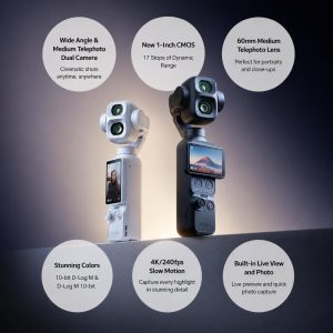 دوربین گیمبال DJI Osmo Pocket 4P (نسخه Standard Combo) با کیفیت 4K، جفت لنز